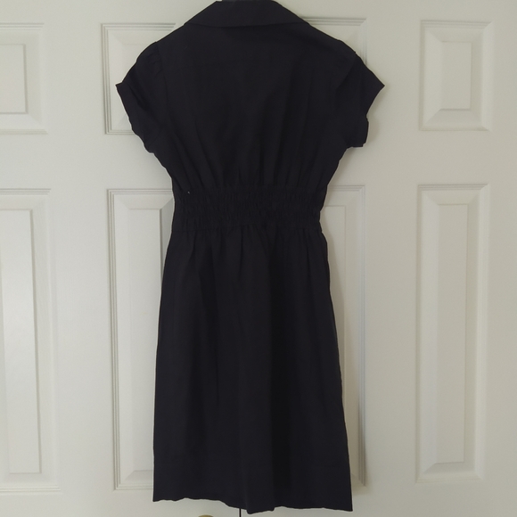 Navy Short Sleeve Button Down Dress - Picture 6 of 6